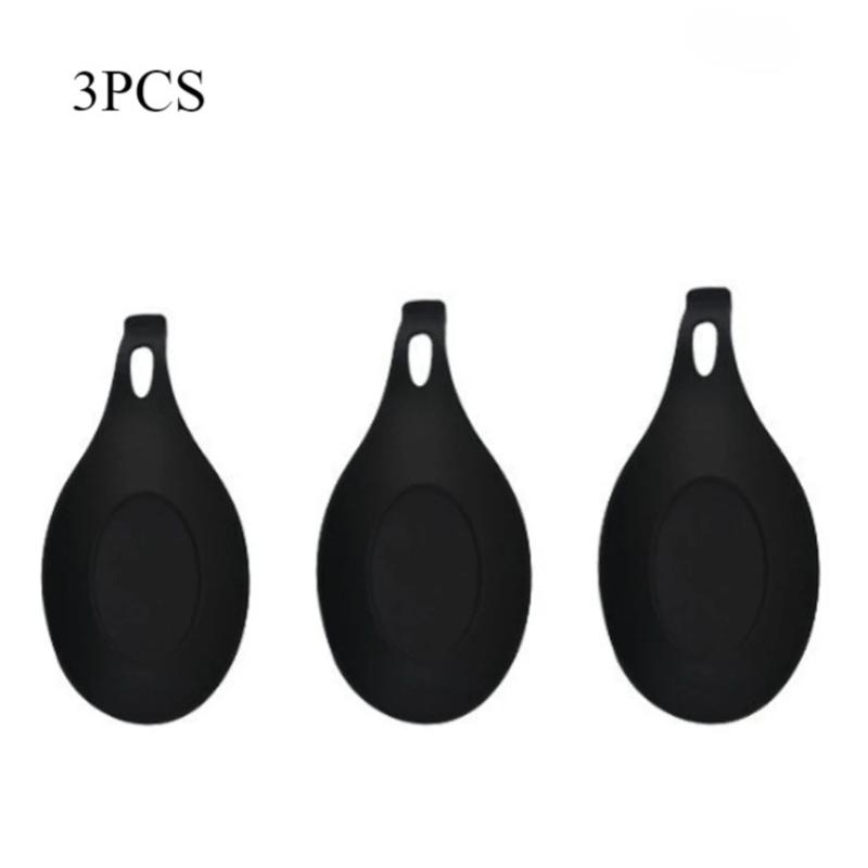 Silicone Spoon Rest Spatula Holder Heat Resistant Utensil Placemat Tray Kitchen Tools