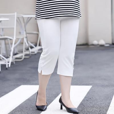 Damen Frühling und Sommer Übergröße Hohe Taille Elastische Sieben-Minuten-Hose Locker Bauchbedeckend Pendler Bequeme Hose