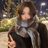 Luxuriöser Farbverlauf Mohair Patchwork Schal: Dicker, warmer Winter-Nackenschal für Damen, Schal im koreanischen Stil aus Imitat-Kaschmir.