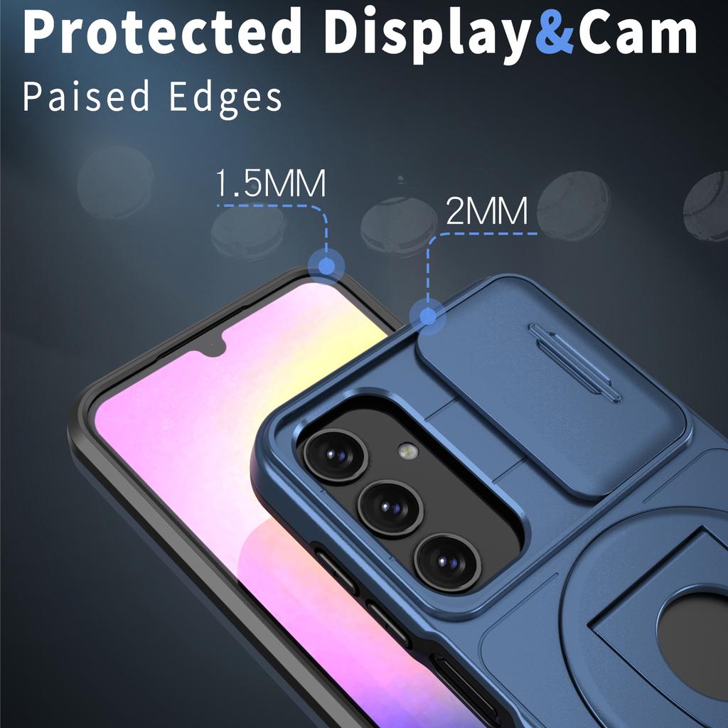 For Samsung Galaxy A34 5G Case Slide Camera Window TPU+PC Magnetic Phone Cover