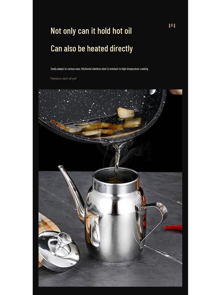 Stainless Steel Oil & Vinegar Pot with Lid for Kitchen & Restaurant Use