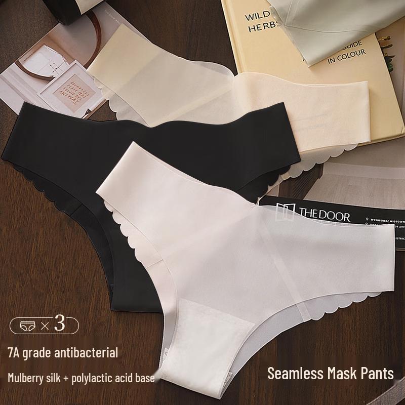 Langsha Women's Ice Silk Seamless Thong Underwear (4-Pack)