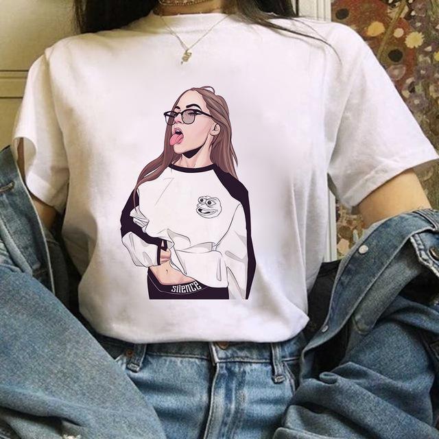Zogankin Harajuku T Shirt Women Fun Spoof Tops Tee Japnese Anmie Character Print T Shirt 90S