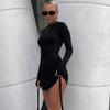 Women's New Hip-covered Skirt Style Sexy Drawstring Condensed Long-sleeved Gown for For Women
