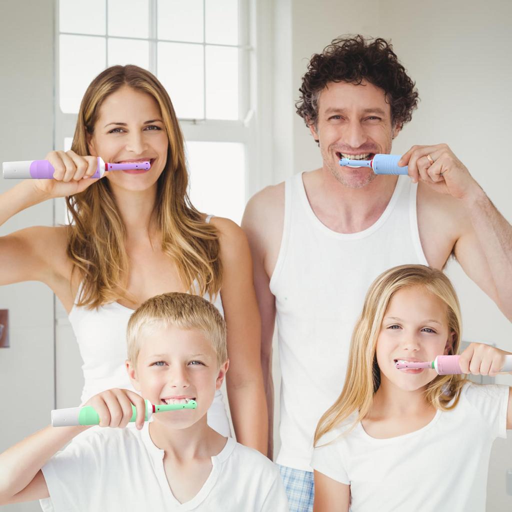 Ofashu Brown Oral B Compatible Electric Toothbrush Replacement Brush for Children Soft Compatible Brush Replacement Teeth Plaque Removal Everywhere