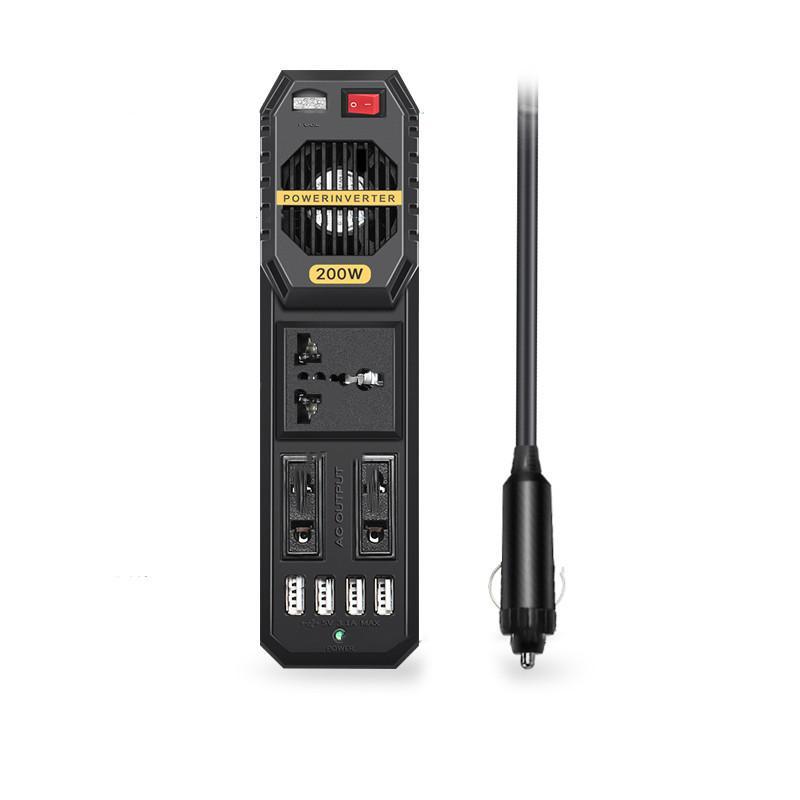 1Pcs 200W Car Inverter Dc 12V To Ac 220V 4 Usb Fast Charging Socket Power Adapter Power Supply