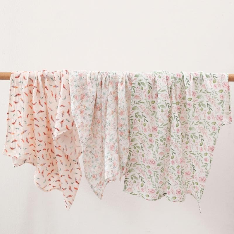 Baby Cotton Blanket with Multi-pattern Designs Soft Breathable Blanket Baby Swaddles Large 26x33inch for Boys & Girls