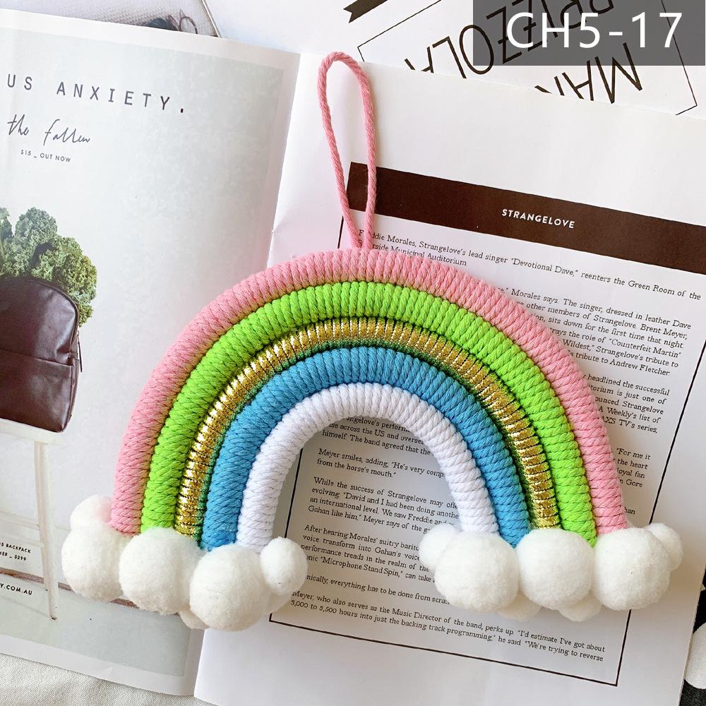 Nordic Style Woven Cloud Rainbow Hanging Ornaments - Children's Room Wall Decor Pendant
