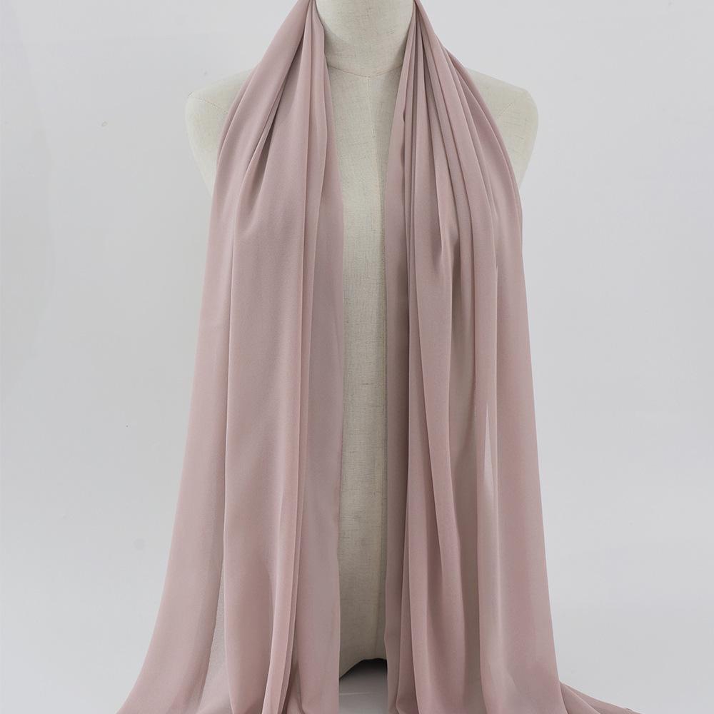 Damen einfarbiger Perlen-Chiffon-Bubbleschal, langer Seiden-Kopfschal, 70x180cm, nahöstlicher Stil