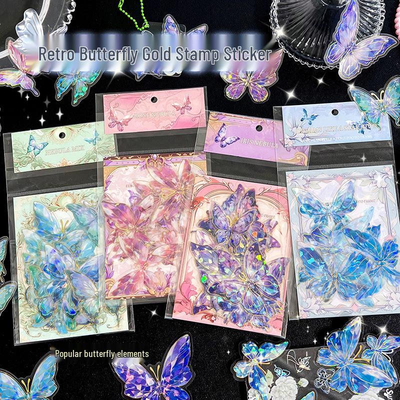 Dazzling 3D Laser Butterfly PET Sticker Pack for DIY Journal Decoration