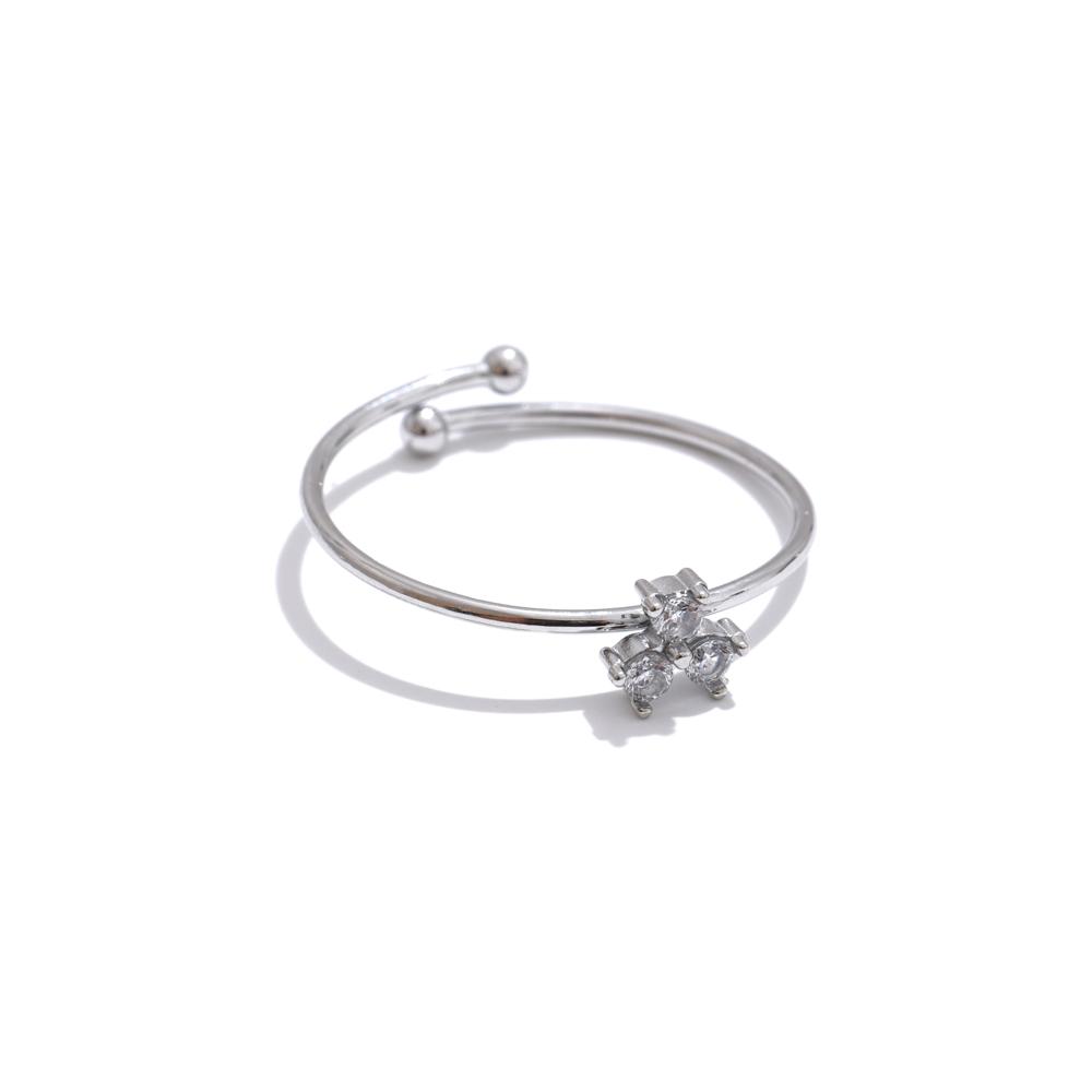 

Yhpup Delicate Shiny Cubic Zirconia Flower Adjustable Thin Small Chic Ring Gold Color Platinum Plated Stainless Steel Jewelry resizable