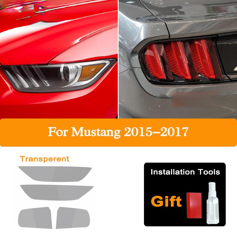 Car Headlight Protective Film For Ford Mustang 2015-Present Shelby GT500 Taillight Tint Black Transparent TPU Sticker Accessorie