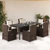 VidaXL 7-piece Brown Rattan Garden Dining Set and Cushions 3262852