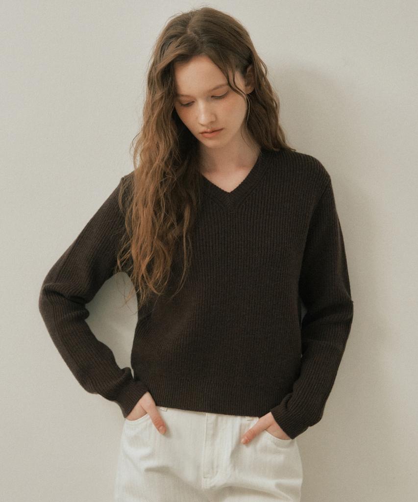 Wednesday Oasis For Woman Blooming Hazzi V-Neck Knit_Brown(Wc25-Kn52)