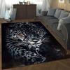 Realistic Black Leopard Portrait Printed Flannel Rug Plush Soft Carpet For Living Room Bedroom Wildlife Animal Decor Artistic