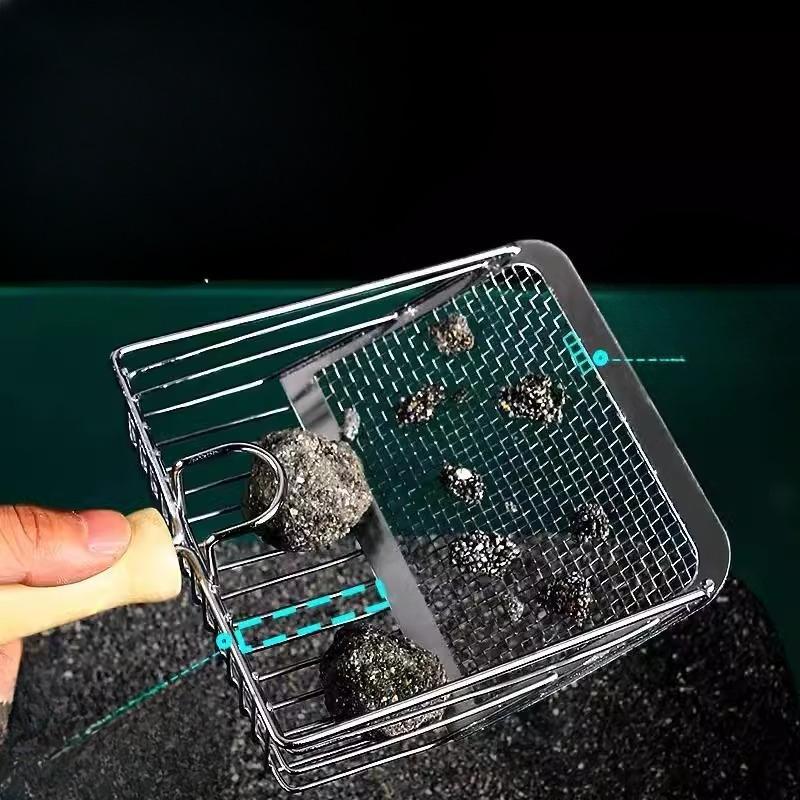 Łopatka do żwirku dla kota z drobnymi otworami dwa w jednym ze stali nierdzewnej, Metalowa specjalna łopatka do żwirku tofu dla kota, Łopatka do kup