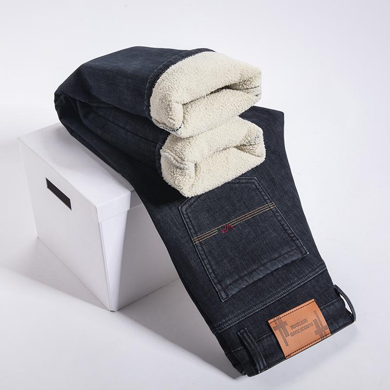 High-end winter velvet jeans loose straight elastic thickened warm cotton velvet long pants tide