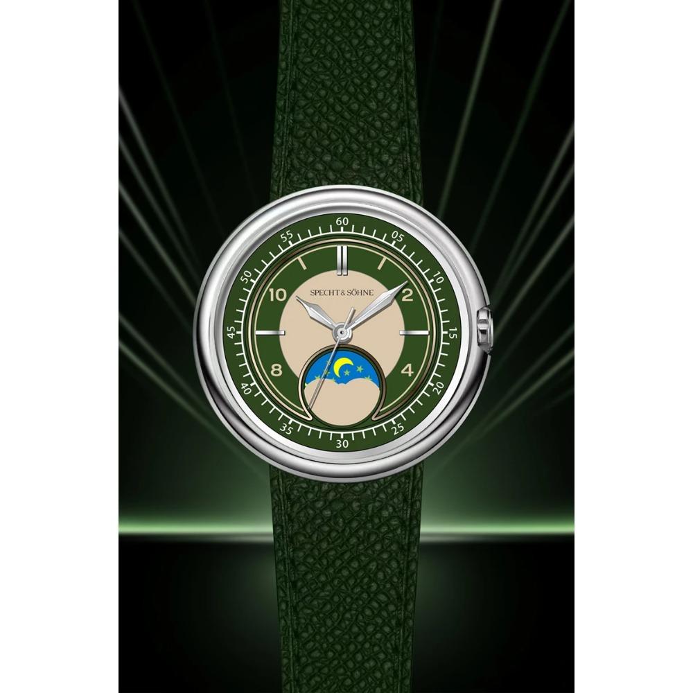 Specht & Söhne 2025 Men's Luxury Quartz Watch Genuine Leather Stainless Steel Japan Moon Phase 40MM Top Hot Wristwatch For Men