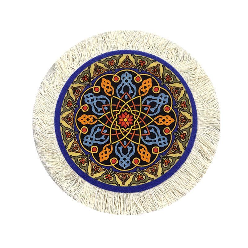 Tea Cup Pad Circular Mouse Wrist Guard Pad Dining Table Coffee Pad Retro Bowl Pad Patterned Design