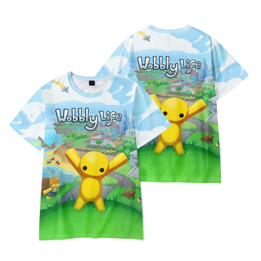 Wobbly Life Anime Printed T-shirt Men Women Casual Round Neck Short-sleeved Kid Funny Trendy Unisex Tees Tops 16 Colors