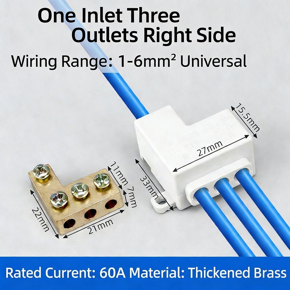 

1-6mm² High Power Splitter Conductor Brass Wire Connector Quick Terminal Block Electrical