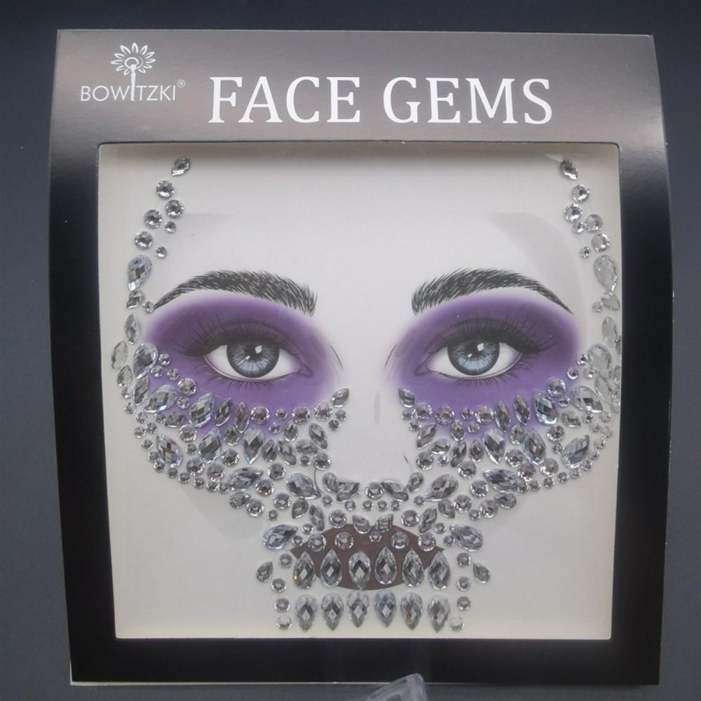 3D Resin Face Rhinestone Sticker Shiny Jewelry Face Sticker Halloween Fake Tattoo  Body Art