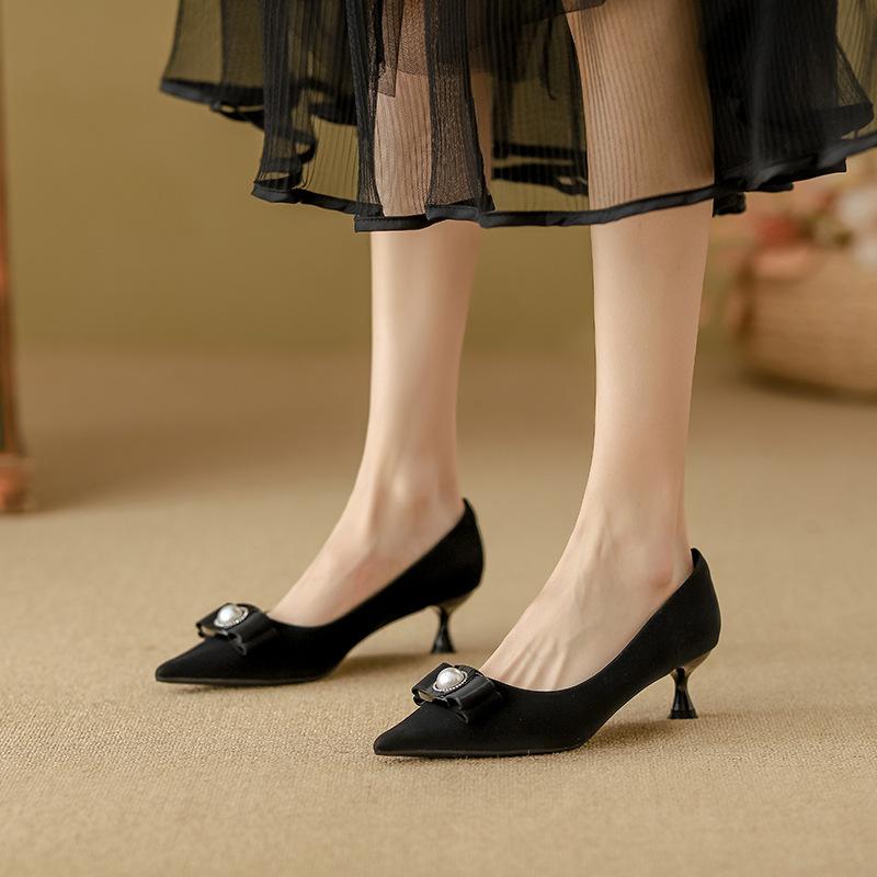 Yuanlitong 2025 autumn new high heels women's high-end sense fine heel temperament single shoes women's wear pointed women's shoes