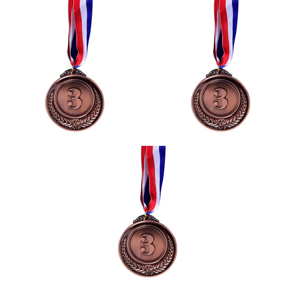 1-3pcs 5cm Gold Silver Bronze Metal Award Children Medal Winner Reward Football Competition Prizes with Neck Ribbon for Outdoor
