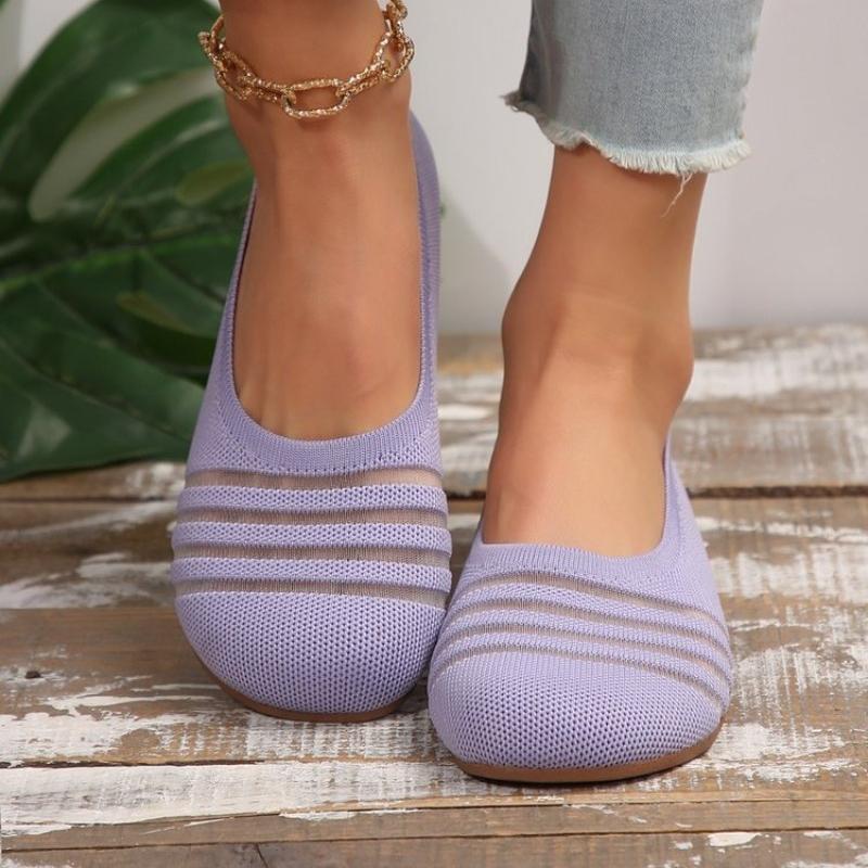 

Модные Новые Женские Туфли-балетки с Закрытым Носком, Однотонные Вязаные Слипоны, Повседневные Дышащие Балетки, Женские Туфли-лоферы 36 фиолетовый