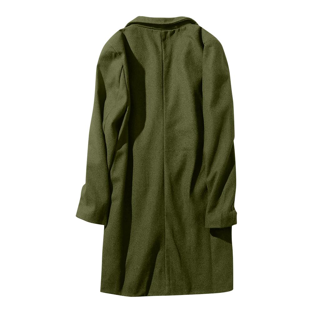Men's Mid Length Trench Coat Trendy Business Single Breasted Wool Coat