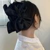 Oversized Black Satin Bow Clip High-End Hair Clip For Women'S Back Of The Head Shark Clip