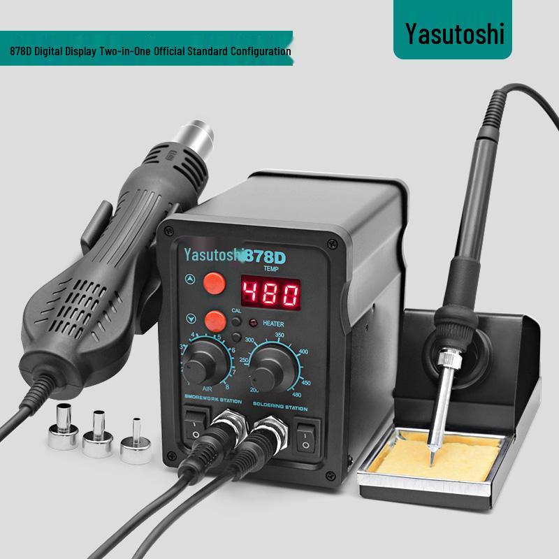 Anli Xin 878D/858D Hot Air & Soldering Station Combo for Lead-Free Mobile & PC Welding
