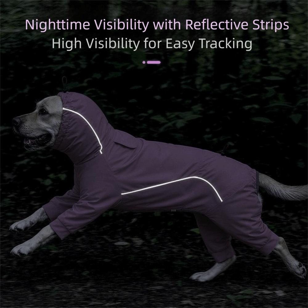 Waterproof Dog Hooded Raincoat Windproof Quick Dry Pet Waterproof Clothes Breathable Stretch Fabric Dog Windbreaker Walking