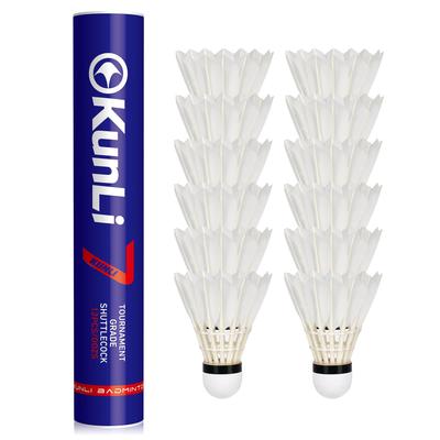 Kunli Badminton Set of Premium Duck Feather Shuttlecocks with Cork for Indoor Competition and Training Temperature Shuttlecocks, 12, Double-Layered