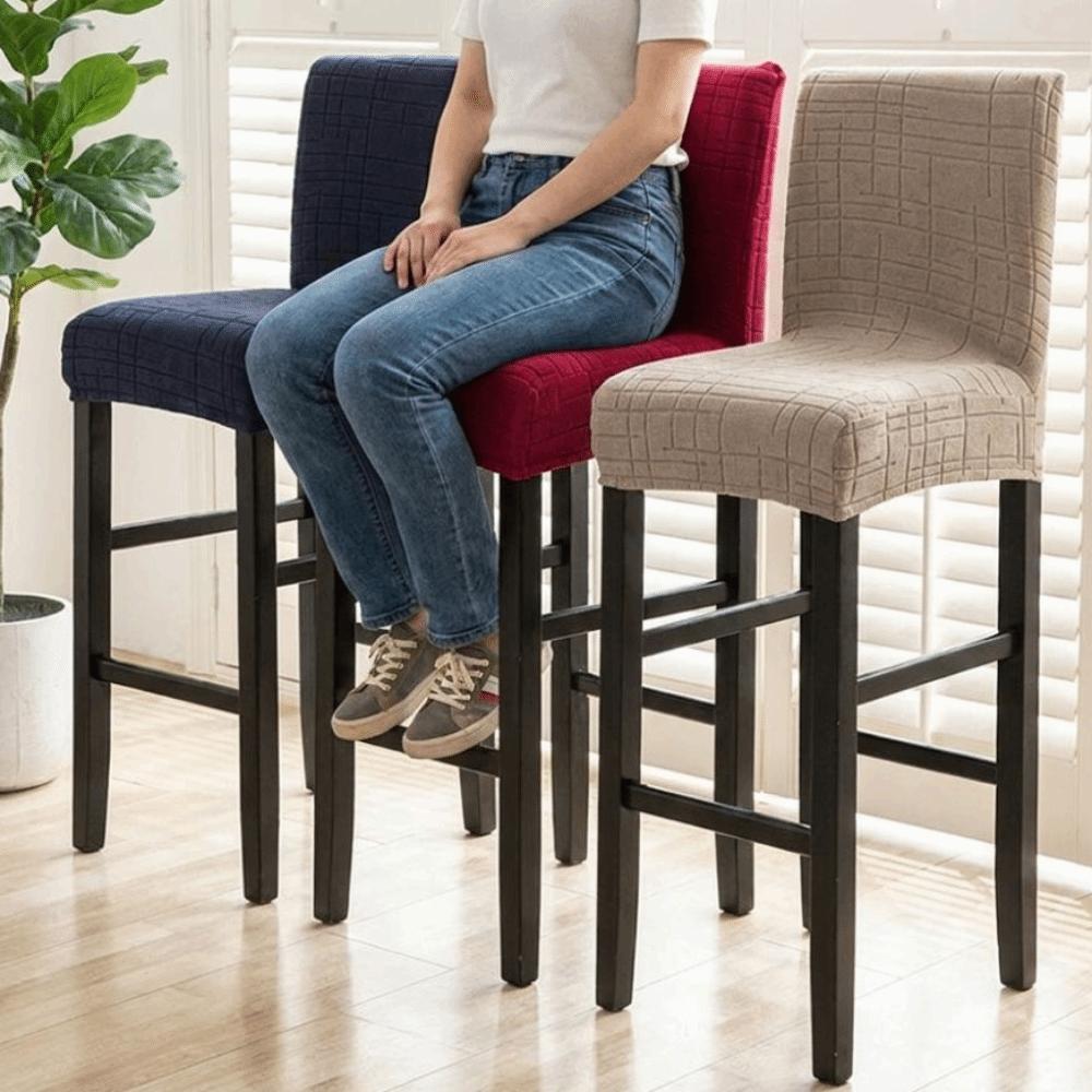Removable Short Back Chair Covers Elastic Bar Stool Covers Chair Cushion Cover Dining Room