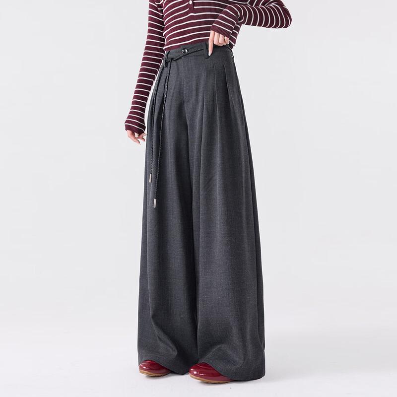 FivePlus Women's Loose Draped Wide-Leg Cropped Pants