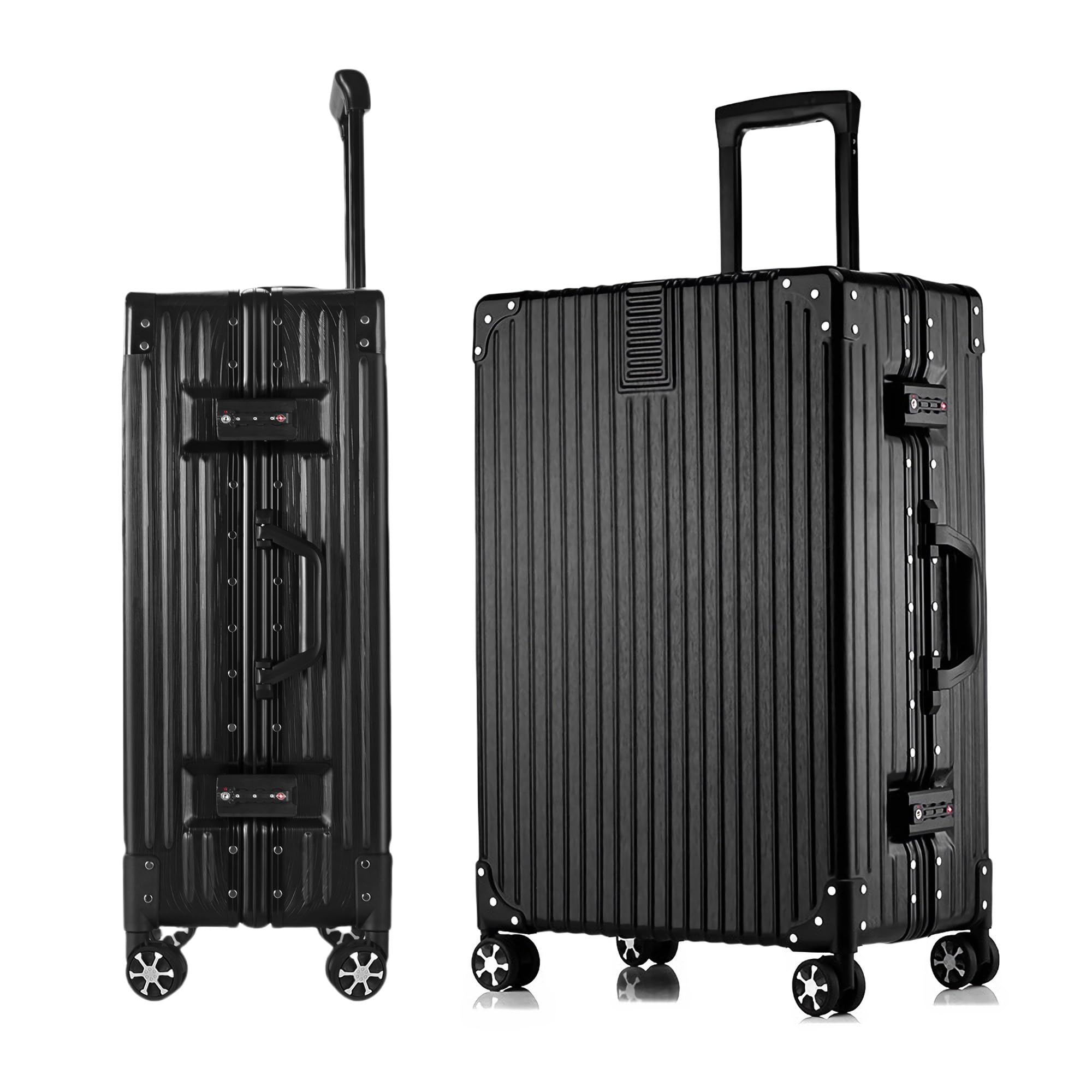 

Aluminum Carry Case with TSA Large 360 Degree Double Overseas Business Study S [RoamRover] Suitcase, Frame, Carry-on Lock, Capacity, Rotation, чорний
