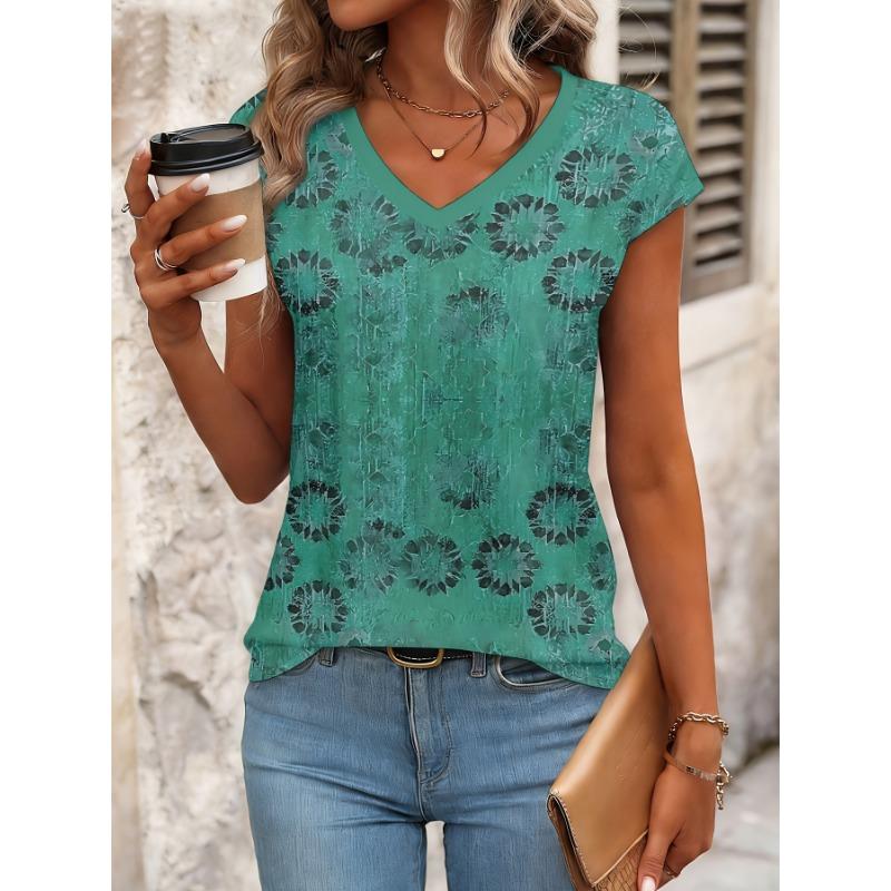 Ethnic Print Sleeveless V-neck Women s Clothing S