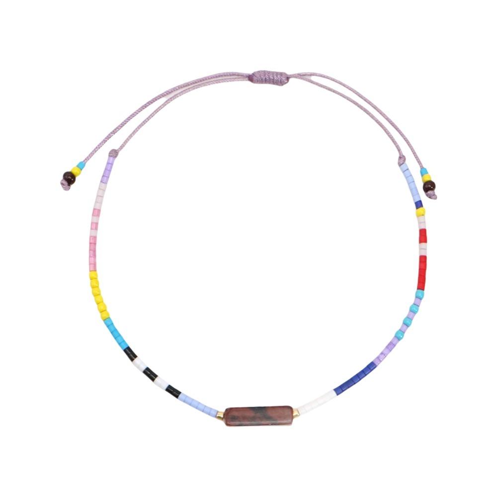 

Hand Rope Colorful Bracelet Minimalist Rectangle Stone Bracelet Bohemian Beaded Bracelet Women кавовий