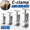 1pc 304 Stainless Steel C-clamp Adjustable T-Shaped Square Clamp Sturdy 20-100mm Opening Fixed Holder Clip Hardware Fasteners