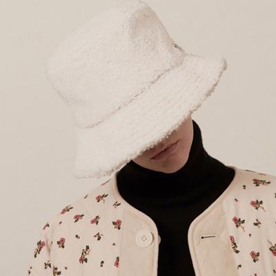 Chapeau seau en peluche MUDIDI 002 Blanc