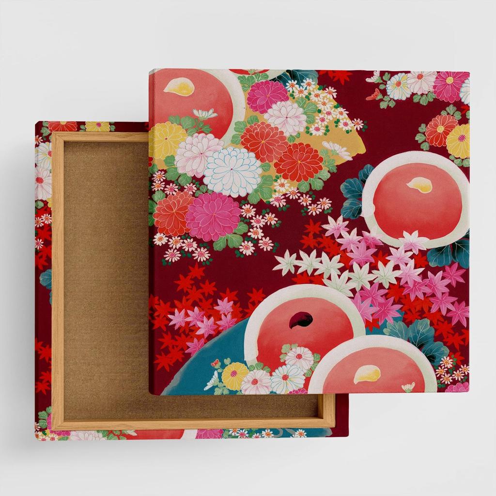 Lib Japanese Kimono Floral Art Panel 57cm Fabric Canvas Home Decor Fashion