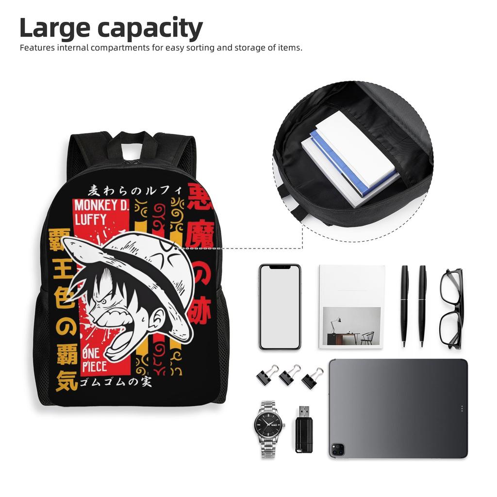 One Pieces Backpack for Women Men Water Resistant College School Luffy Bag Printing Bookbag