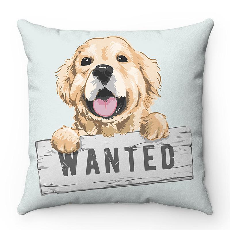 Creative watercolor colored dog design Digital printing short plush pillow covers for car sofa office cushion cover home goods