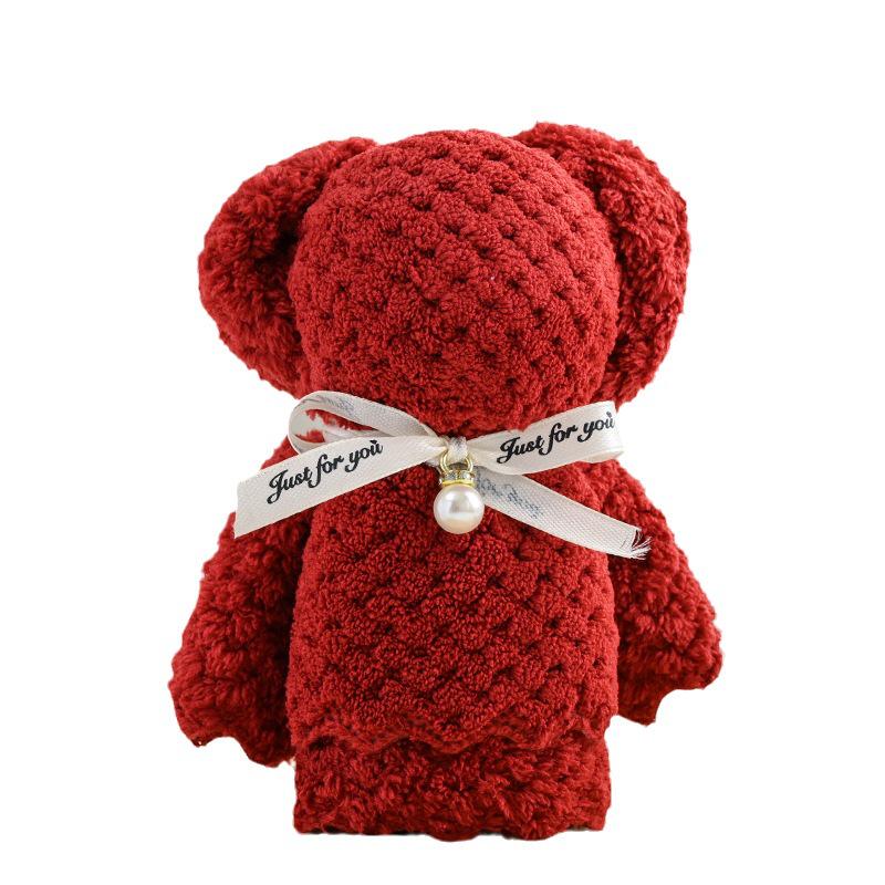 Coral Fleece Pineapple Grid Little Bear Towel - 30*30, Party Favor Gift