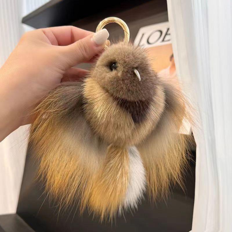 100% Real Mink Fur Fox Fur Beautiful Atmosphere Owl Bag Pendant Car Interior Pendant Home Bedroom Fur Pendant