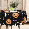 1 Piece Halloween Tablecloth, Grimace Pumpkin, Witch Hat, Moon And Ghost Design, Polyester Fabric