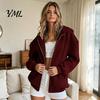 Fall Winter Hoodie Zip-Up Hoodies for Women, Loose Fit Drawstring Hooded Jacket with Women Sweatshirt Pocket, Long Sleeve Casual Coat Soft Tops