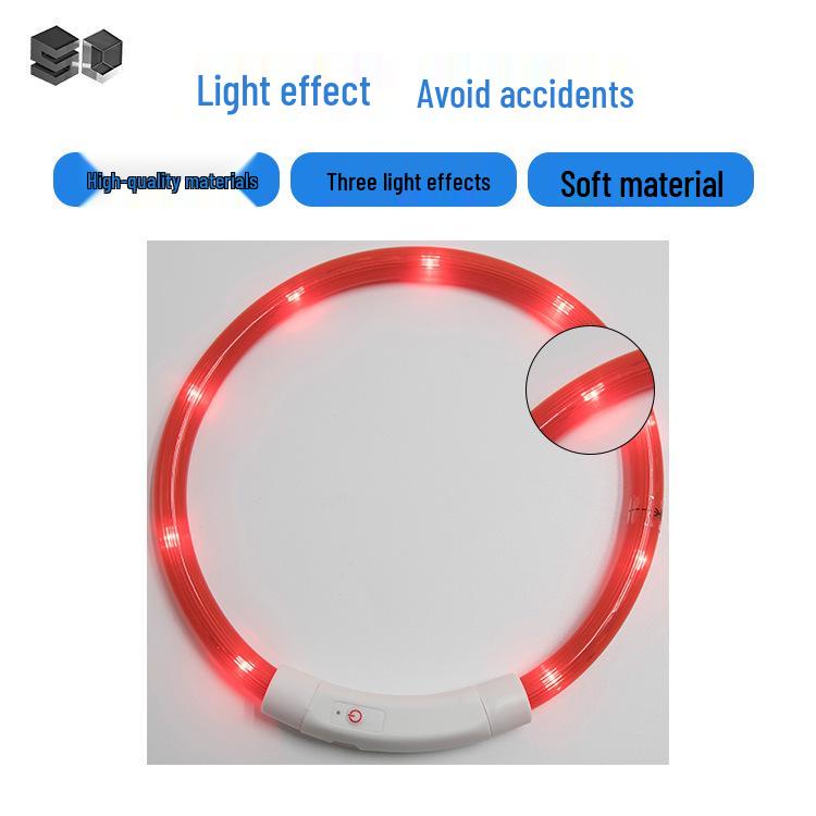 Guler LED Luminos Reîncărcabil USB pentru Animale de Companie - Bandă Luminoasă pentru Gât Stil Bandă cu Puncte Luminoase