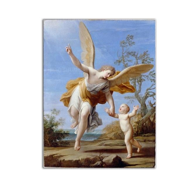 

Ангел-хранитель с детьми, постеры, принты, винтажное настенное искусство, холст, картина для детской комнаты, украшение дома, Cuadros 30x40cm No Framed